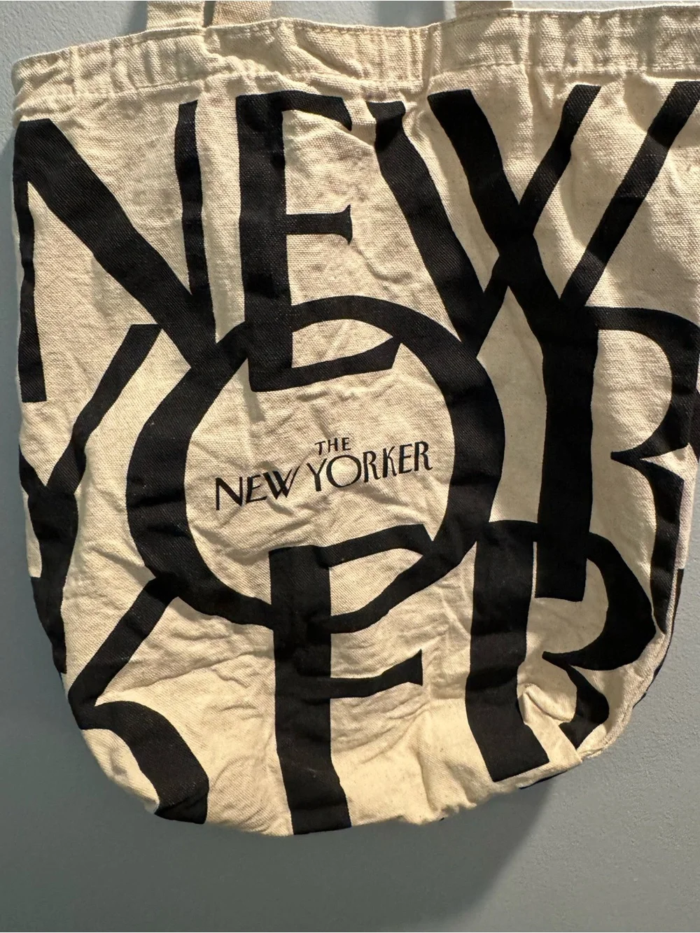 The New Yorker Black & Cream Logo Canvas Tote Bag